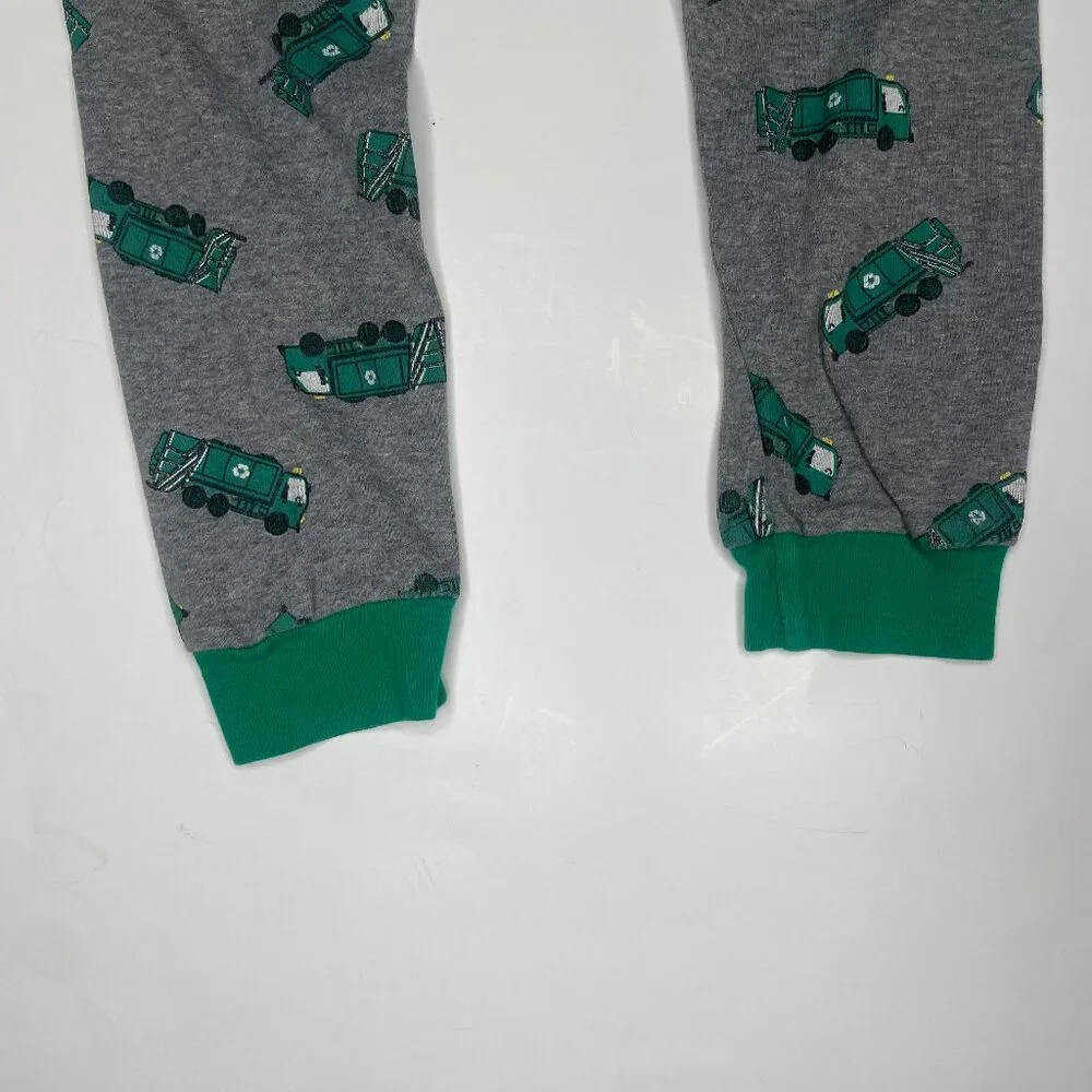 HKfabeao Baby Boys 2-Pc 100% Cotton Garbage Truck Pajamas Grey & Green Size 6